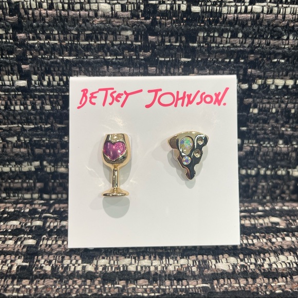 BETSY JOHNSON Pizza and Wine earrings - Picture 2 of 2